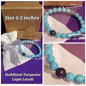 🔥2/$35  Stretch bracelet with Stabilized Turquoise & Lapis Lazuli.